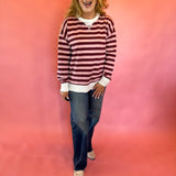 Snow Kissed Color Block Sweatshirt in Pink