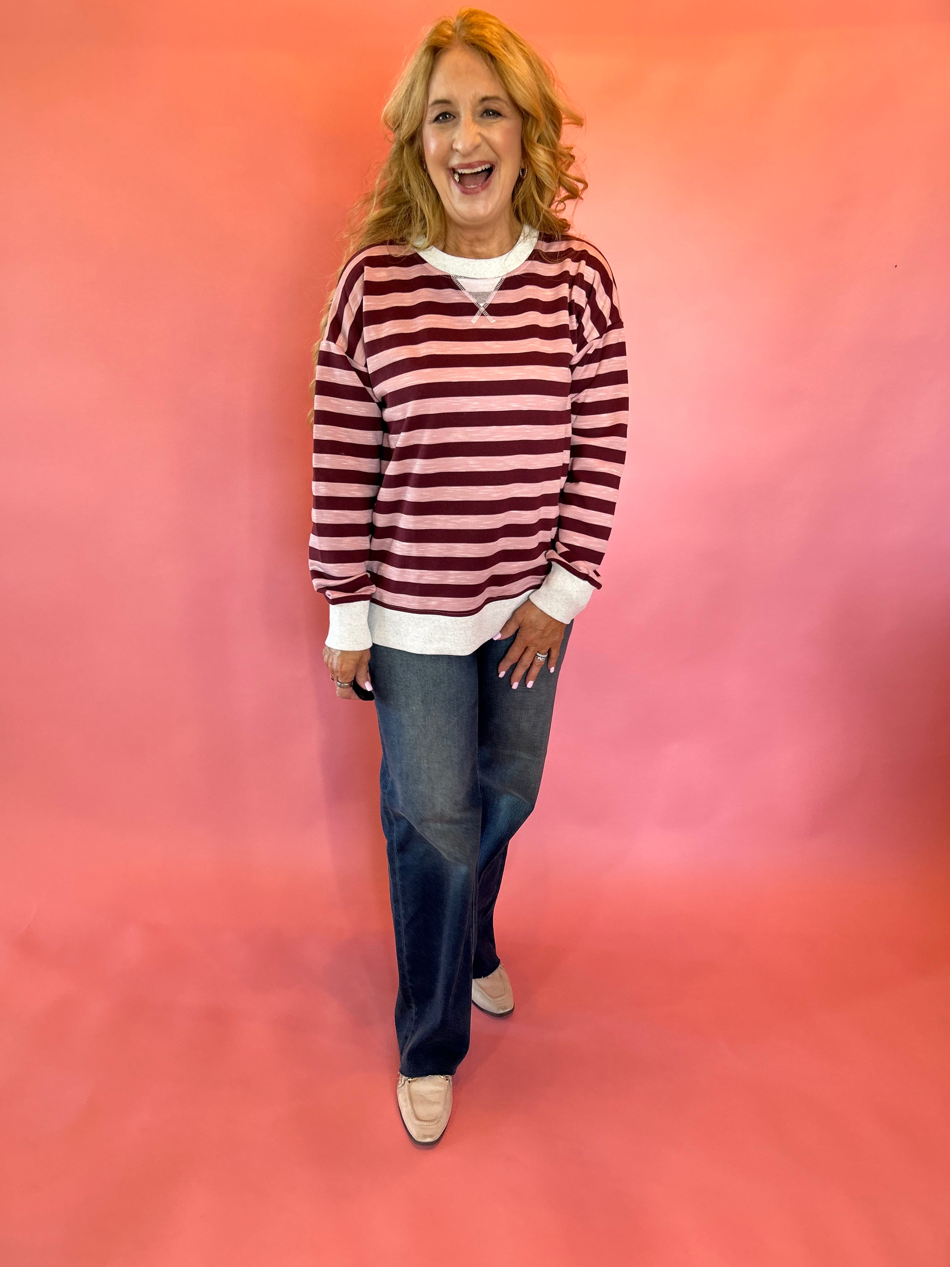 Snow Kissed Color Block Sweatshirt in Pink