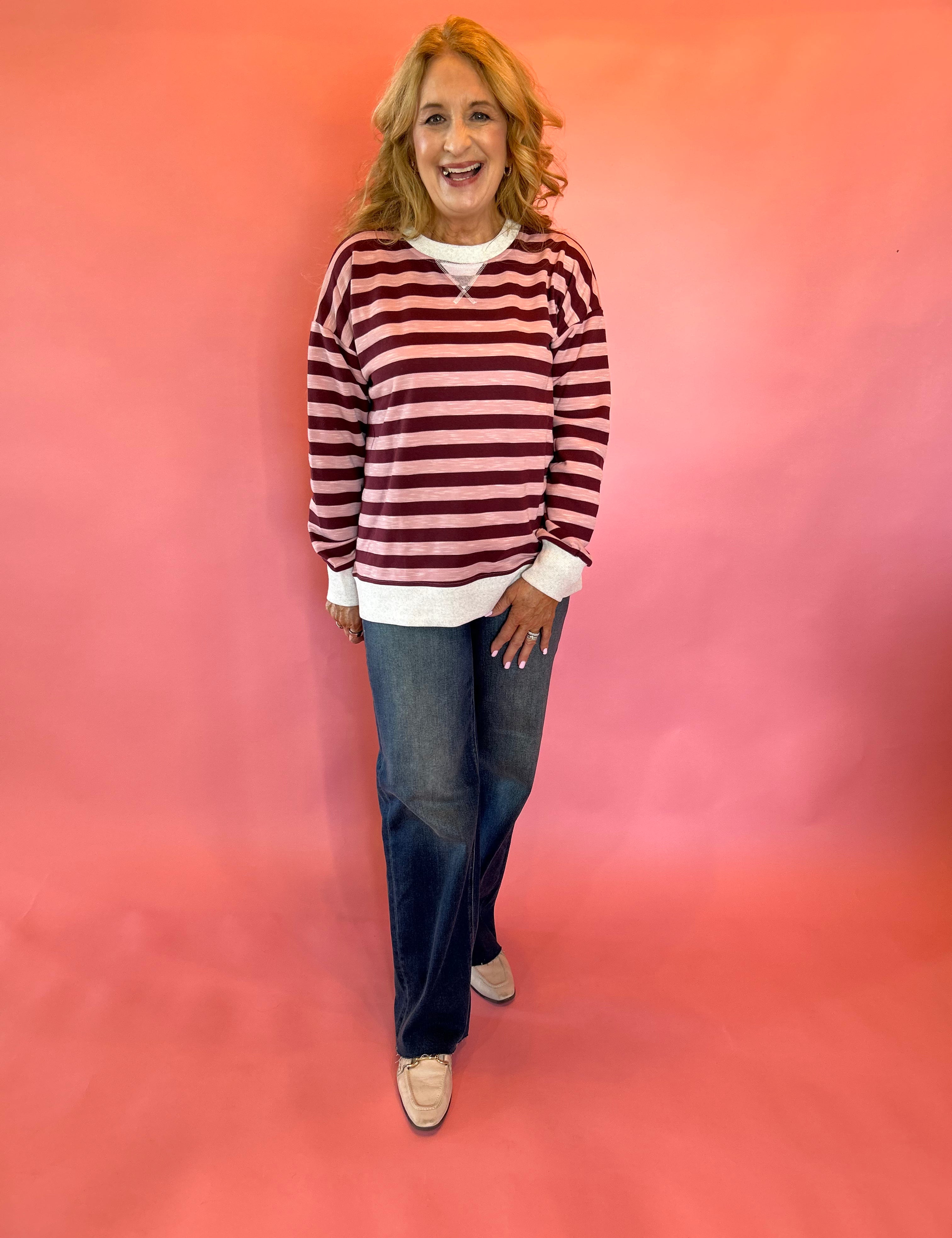 Snow Kissed Color Block Sweatshirt in Pink