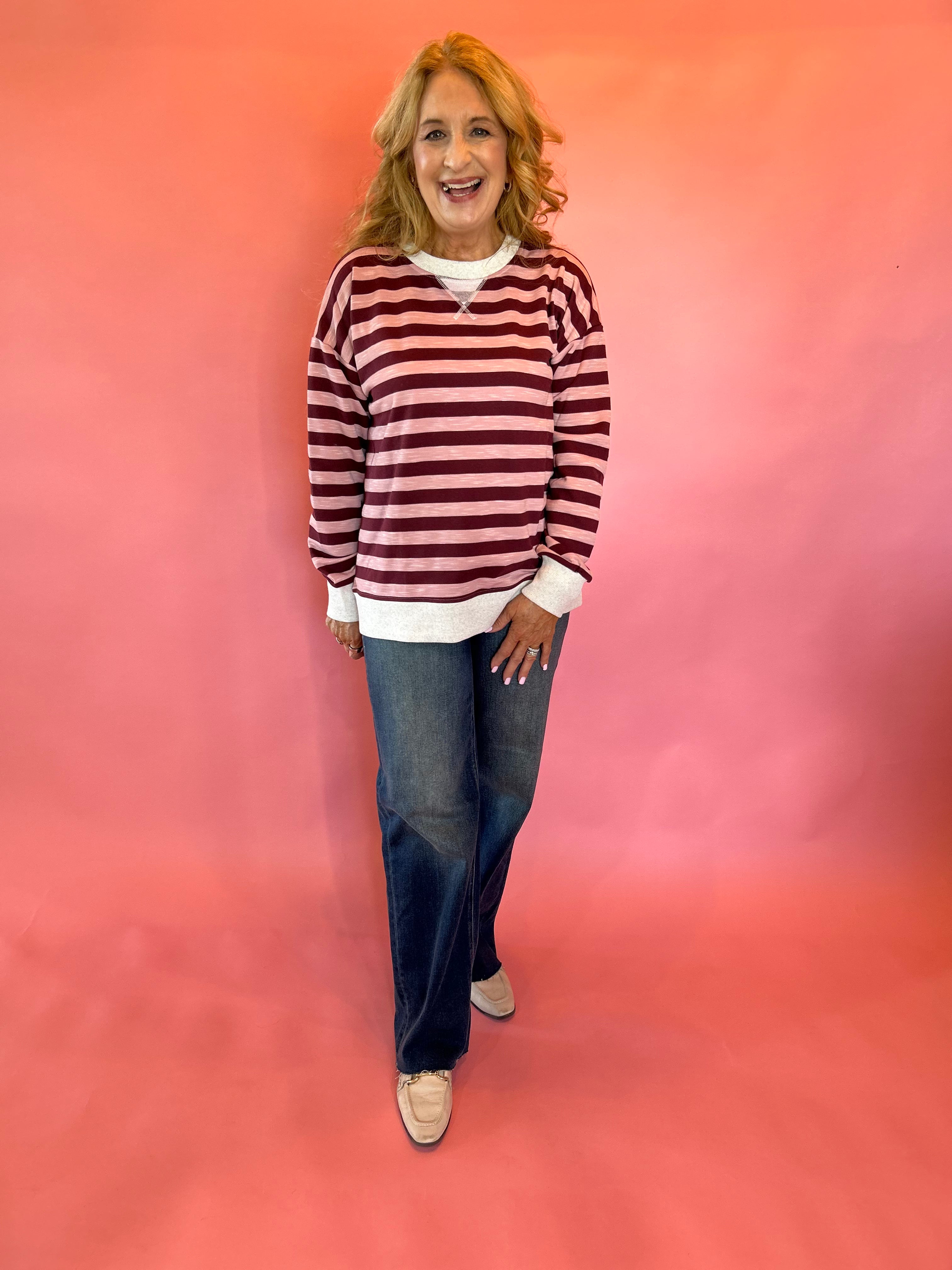 Snow Kissed Color Block Sweatshirt in Pink