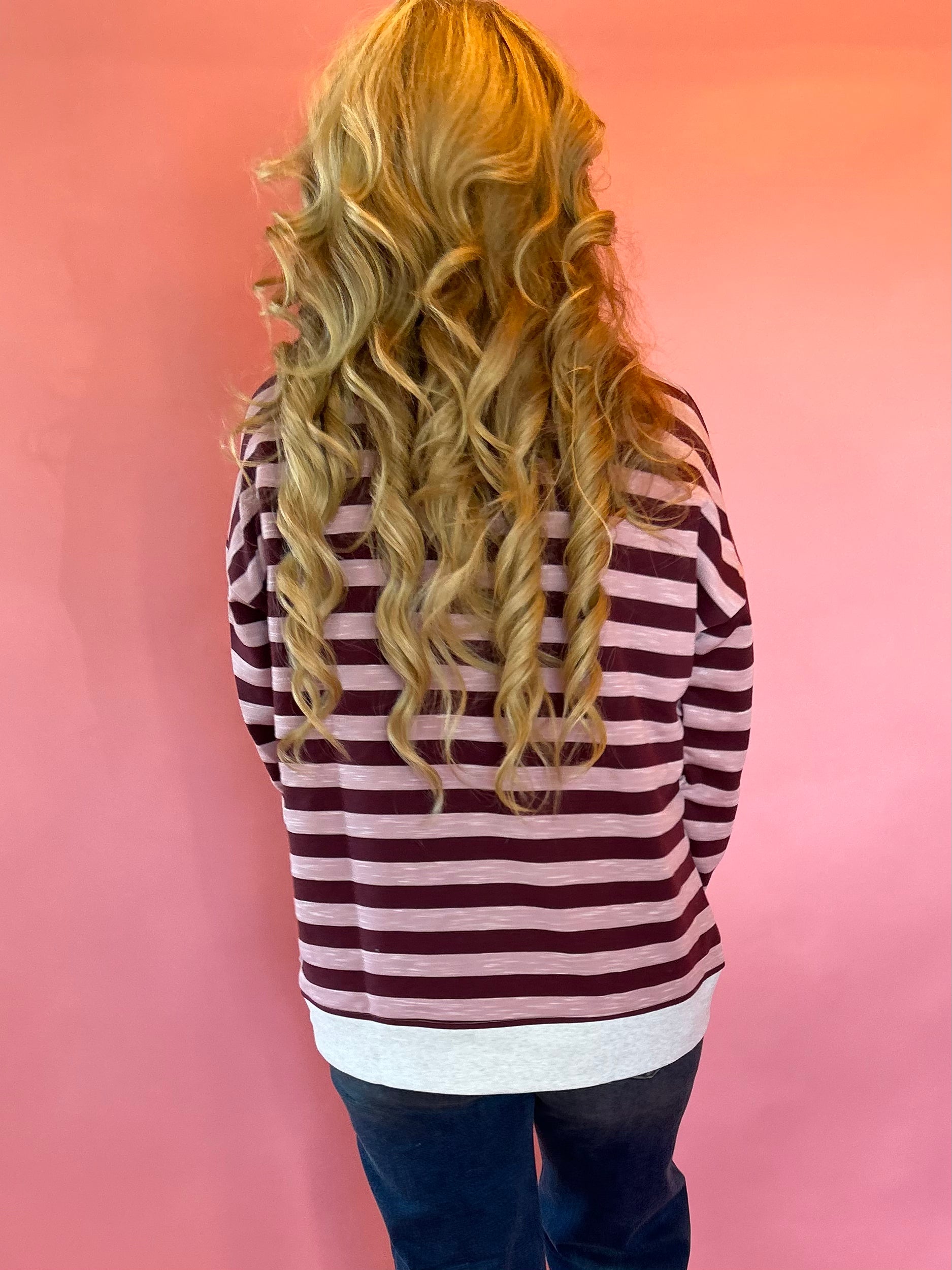 Snow Kissed Color Block Sweatshirt in Pink