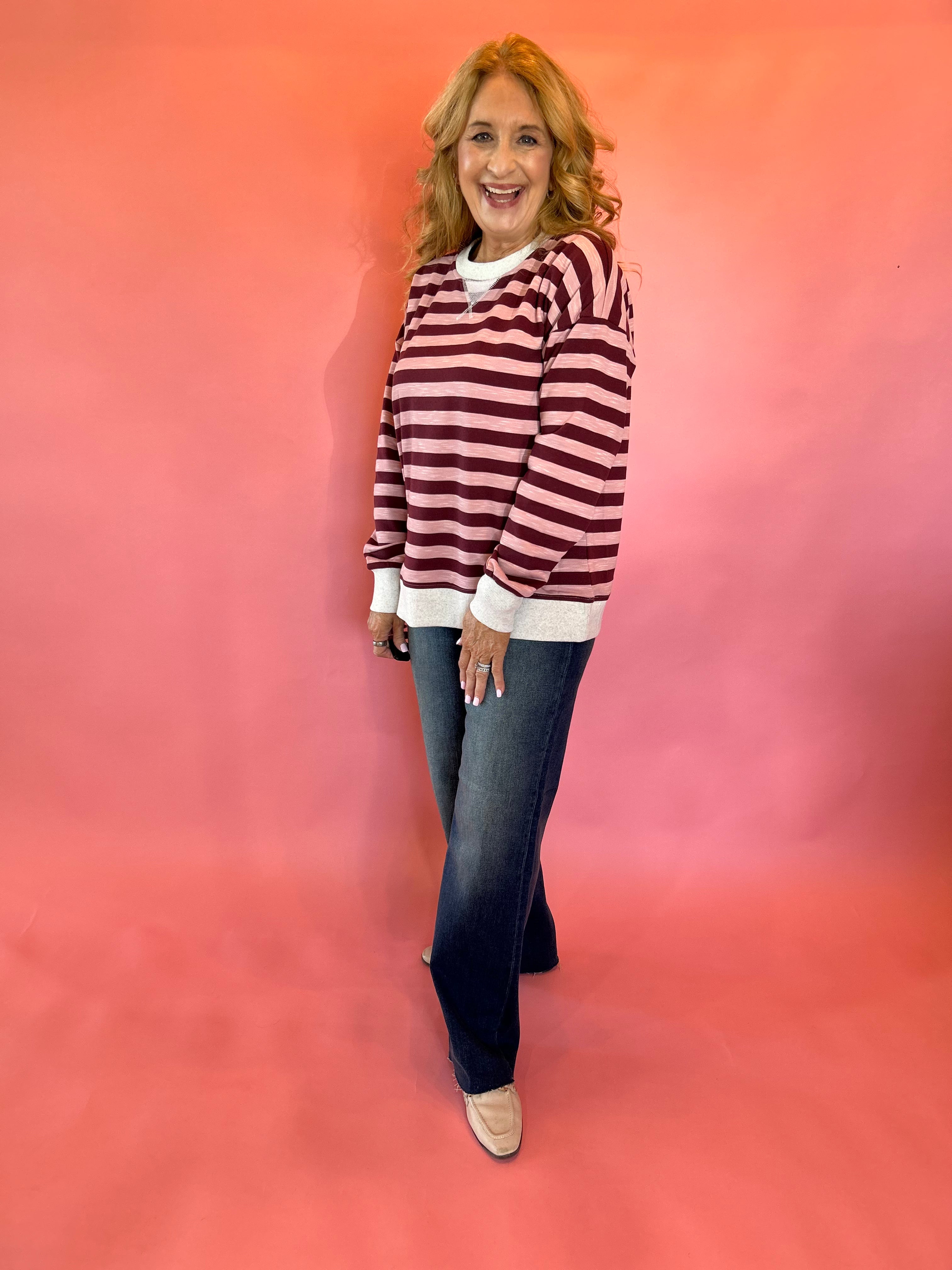 Snow Kissed Color Block Sweatshirt in Pink