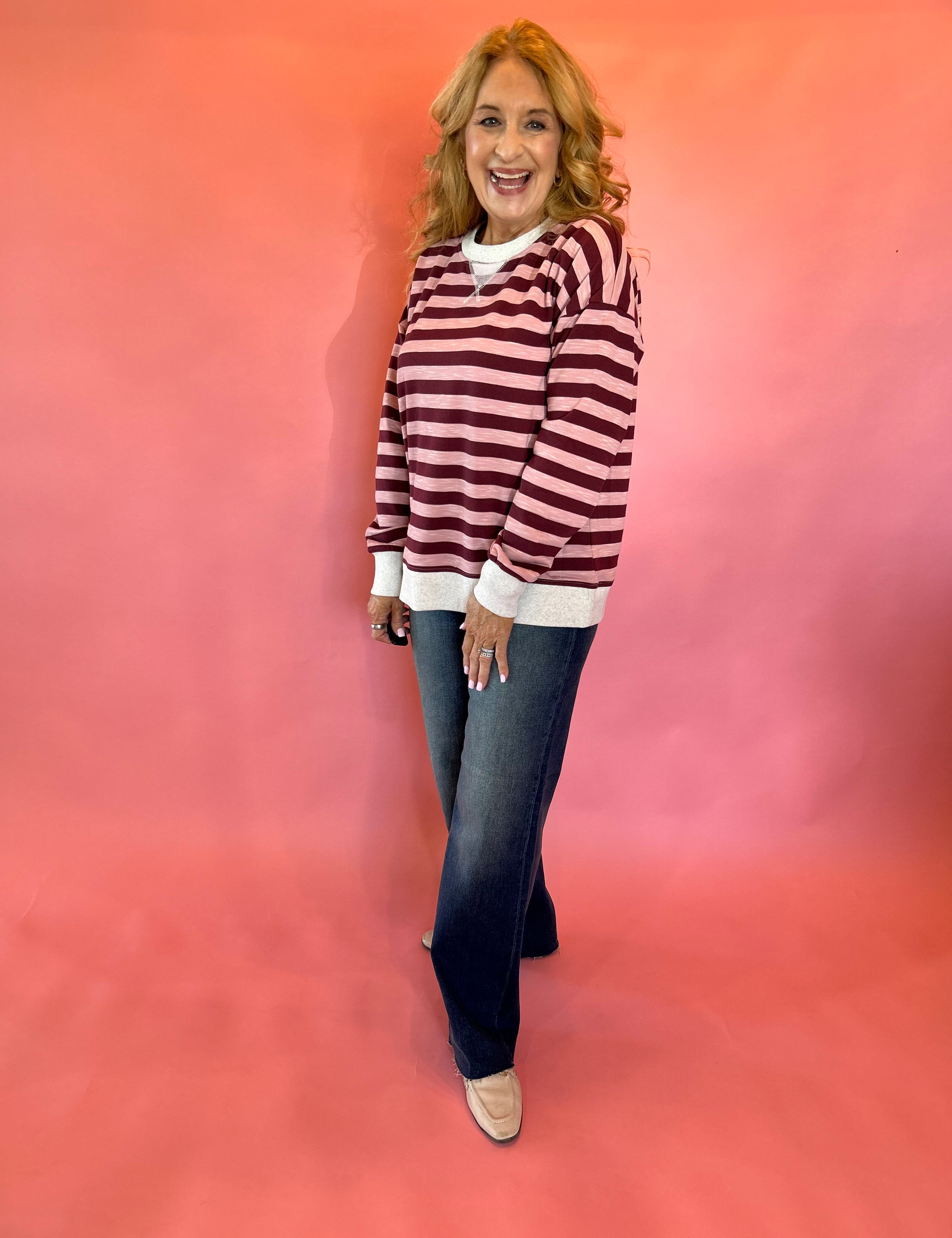 Snow Kissed Color Block Sweatshirt in Pink