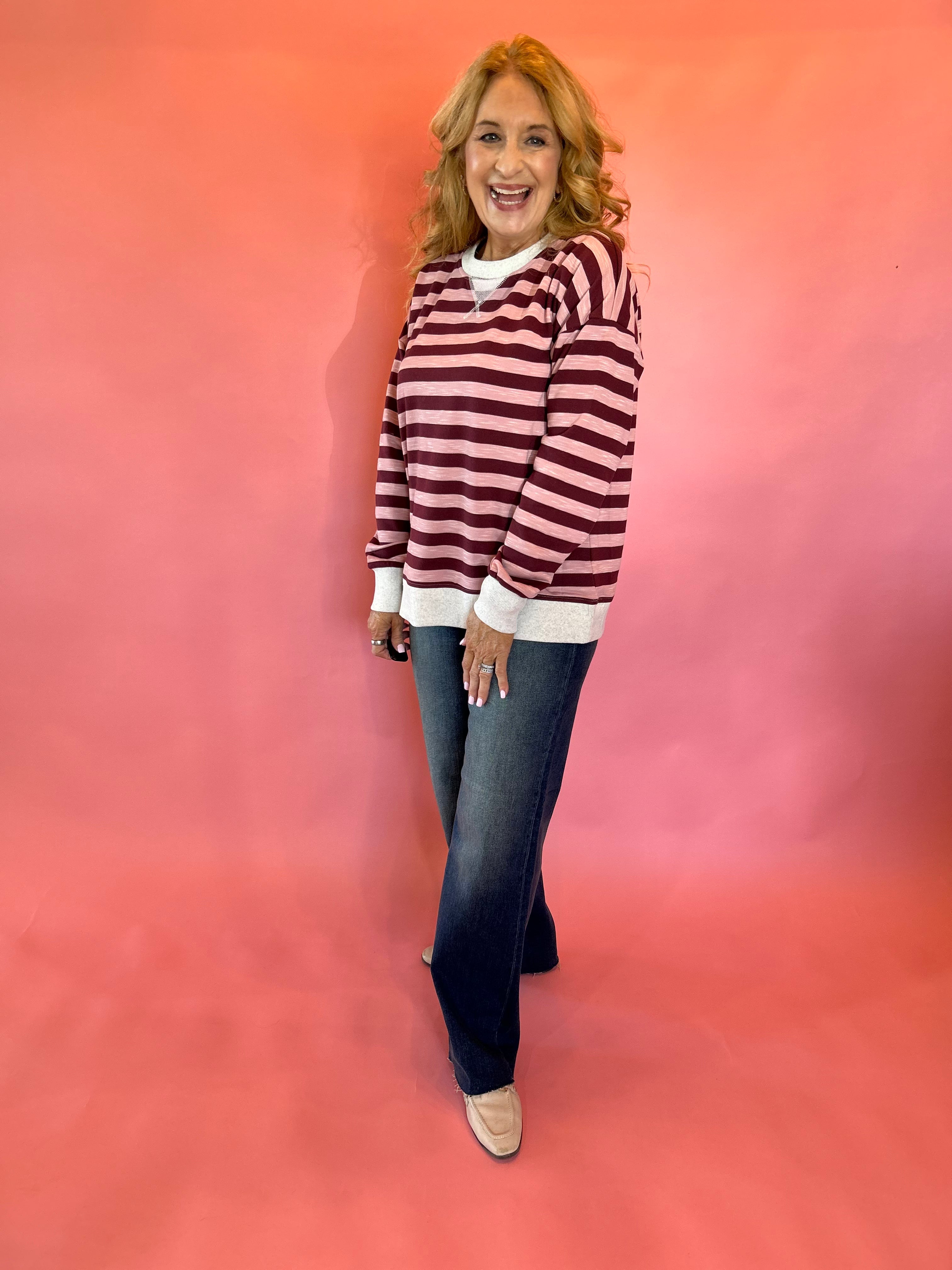 Snow Kissed Color Block Sweatshirt in Pink