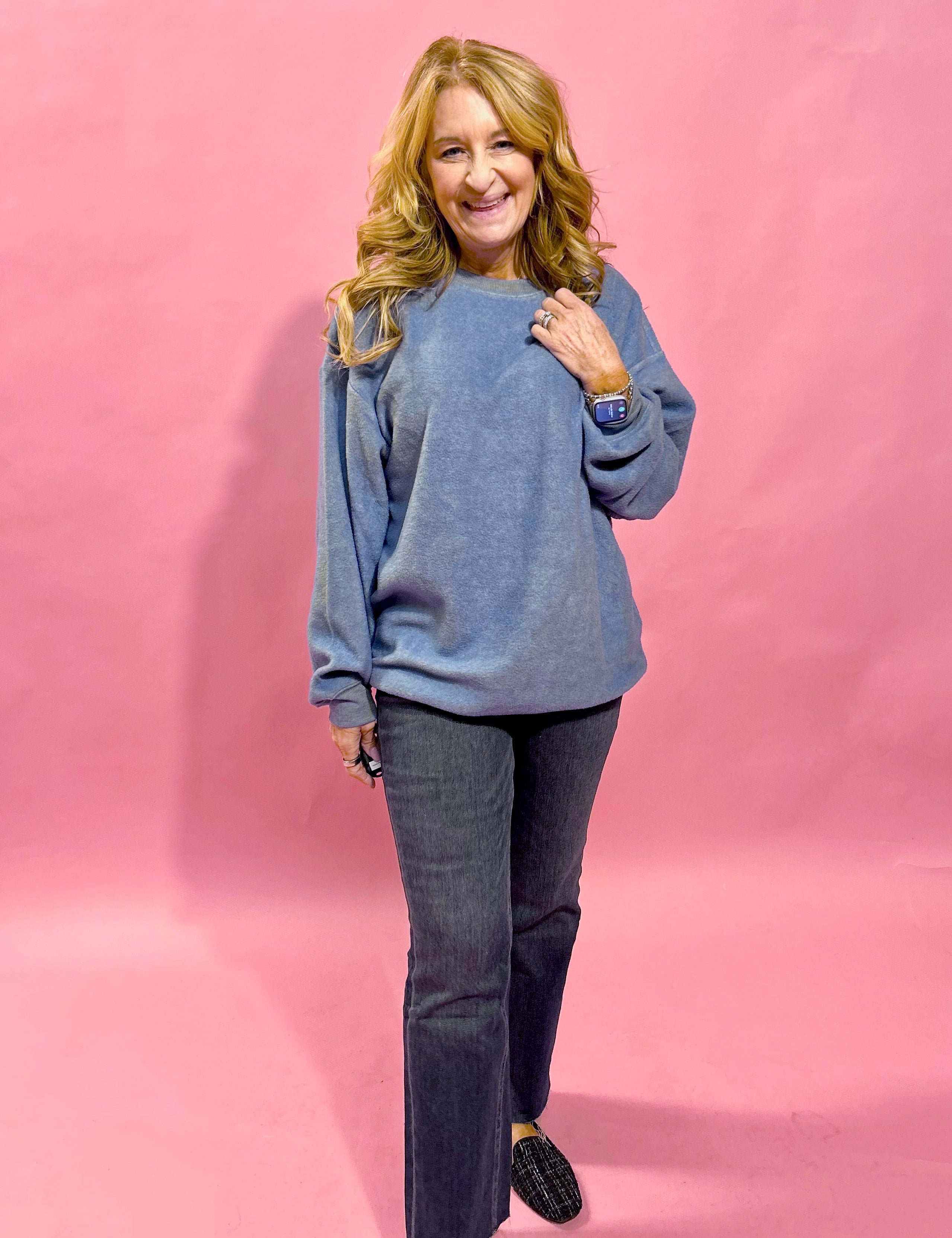 Soft Feelings Knit Pullover Sweater in Blue