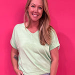 Soft Focus V-Neck Knit Top in Mint - Shabby 2 Chic Boutiques