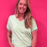 Soft Focus V-Neck Knit Top in Mint - Shabby 2 Chic Boutiques