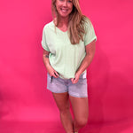 Soft Focus V-Neck Knit Top in Mint - Shabby 2 Chic Boutiques