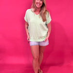 Soft Focus V-Neck Knit Top in Mint - Shabby 2 Chic Boutiques