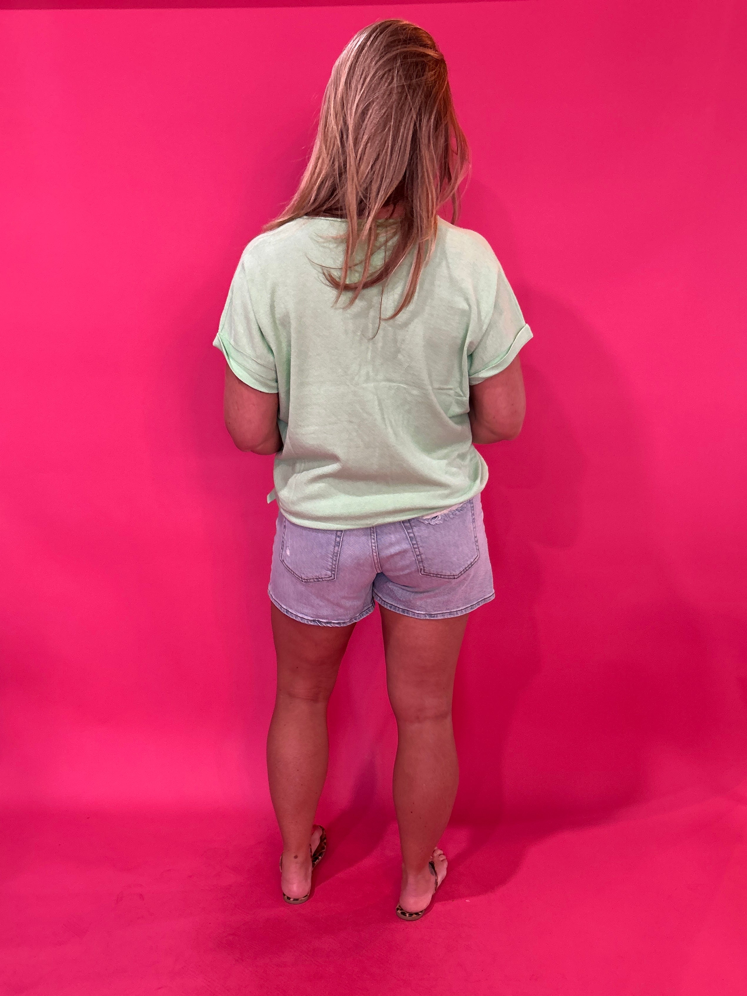 Soft Focus V-Neck Knit Top in Mint - Shabby 2 Chic Boutiques