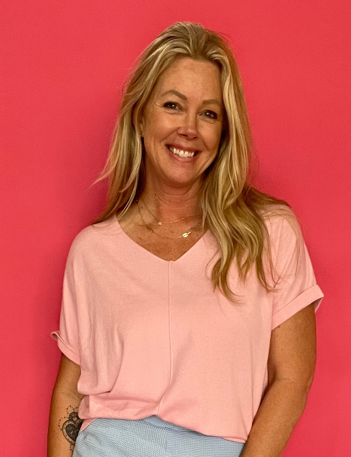 Soft Focus V-Neck Knit Top in Pink - Shabby 2 Chic Boutiques