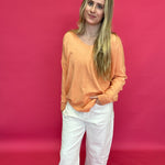 Soft Glow V-Neck Tunic Sweater in Coral - Shabby 2 Chic Boutiques