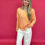 Soft Glow V-Neck Tunic Sweater in Coral - Shabby 2 Chic Boutiques