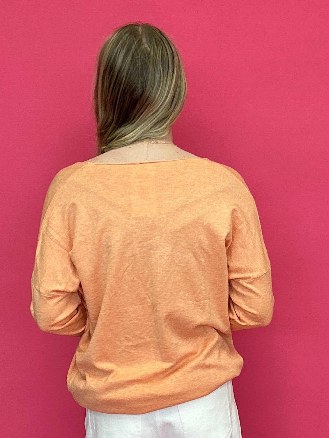 Soft Glow V-Neck Tunic Sweater in Coral - Shabby 2 Chic Boutiques