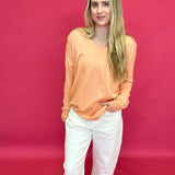 Soft Glow V-Neck Tunic Sweater in Coral - Shabby 2 Chic Boutiques