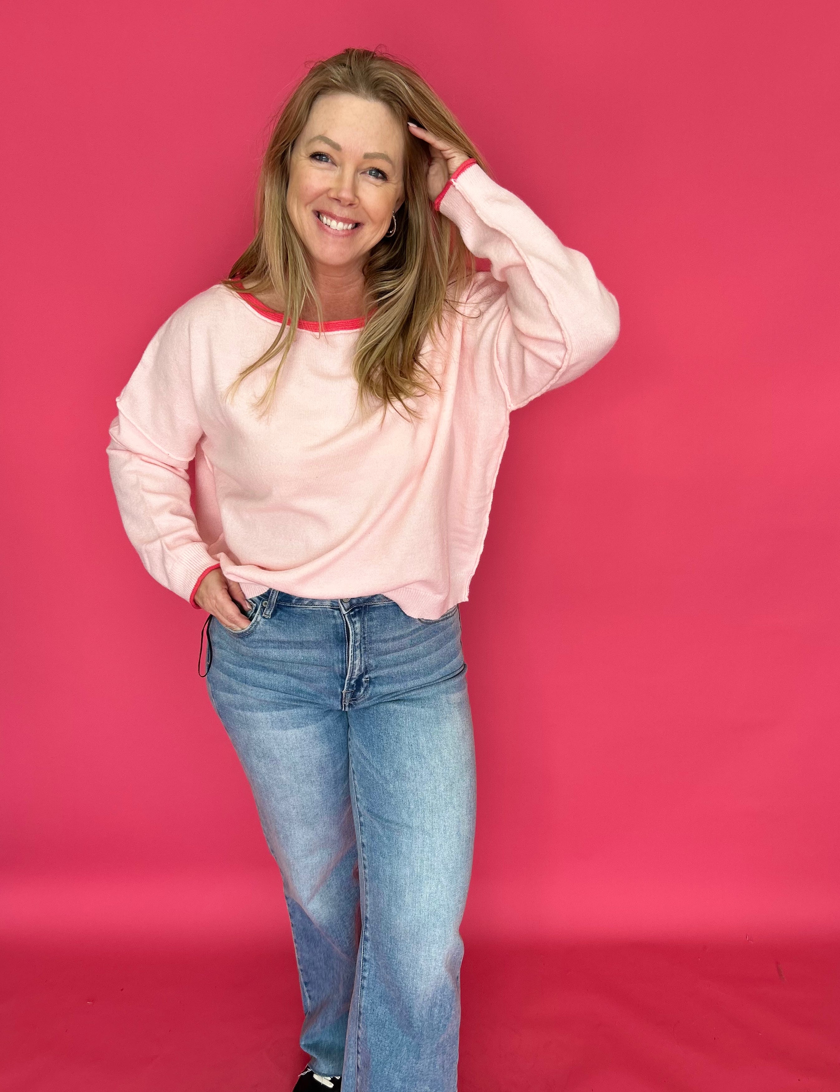 Soft Horizon Brushed Boat Neck Sweater