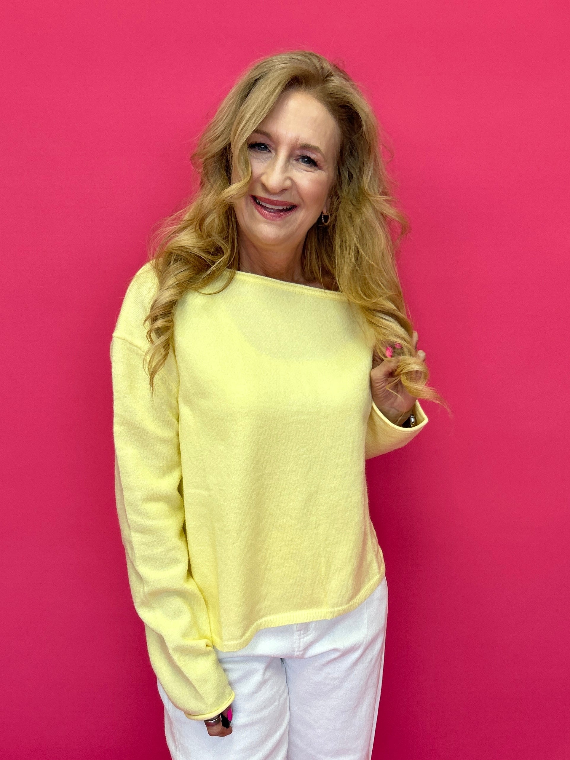 Soft Spotlight One-Shoulder Sweater Top in Yellow - Shabby 2 Chic Boutiques