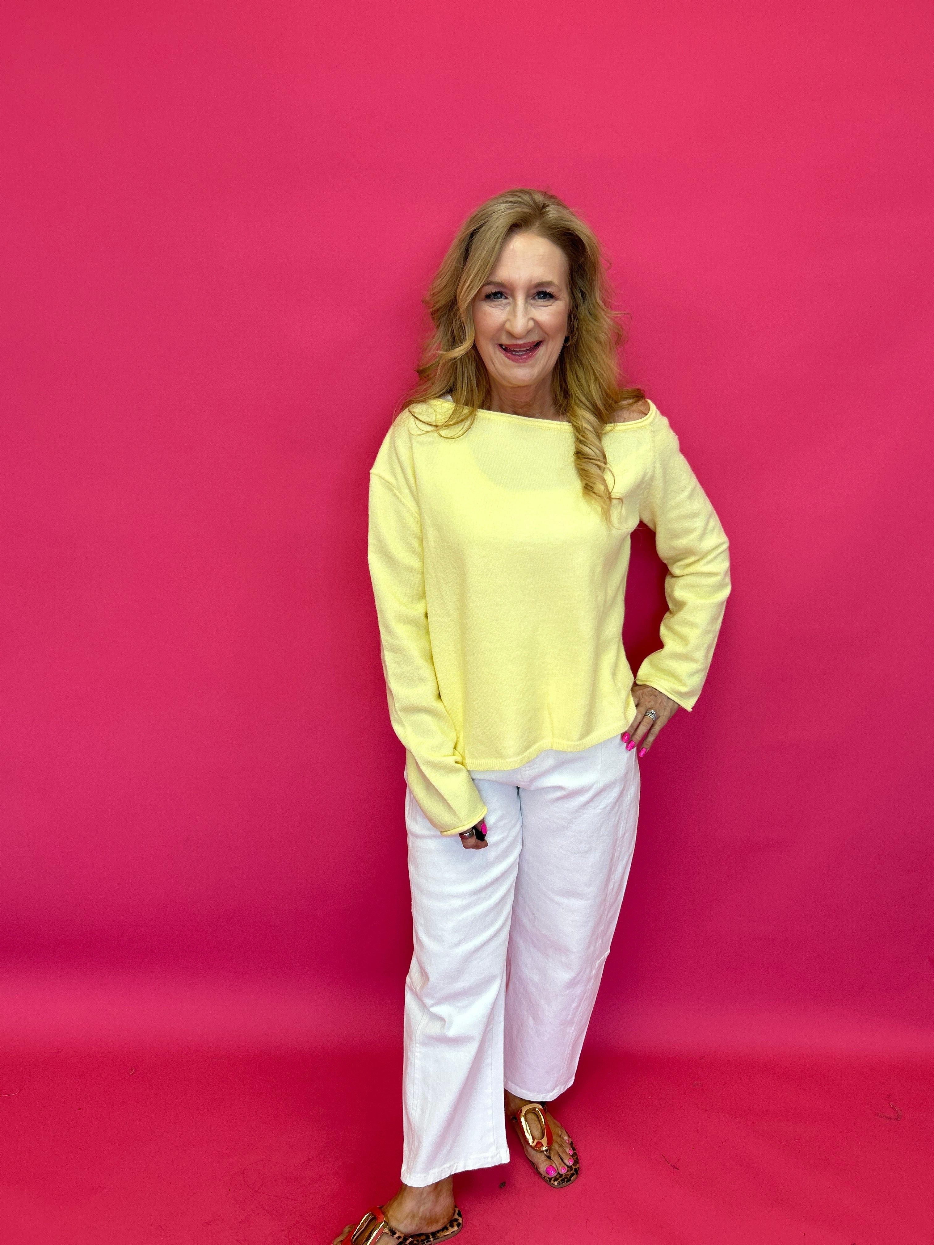 Soft Spotlight One-Shoulder Sweater Top in Yellow - Shabby 2 Chic Boutiques