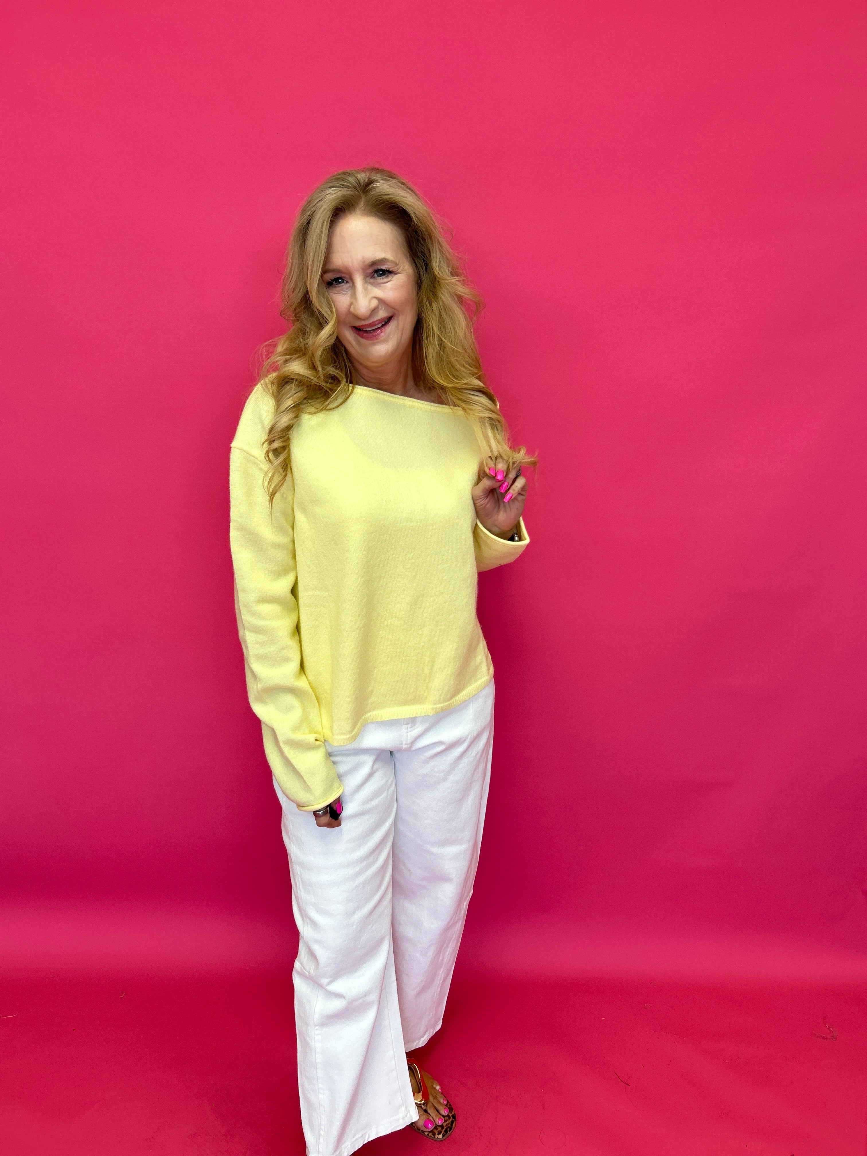 Soft Spotlight One-Shoulder Sweater Top in Yellow - Shabby 2 Chic Boutiques