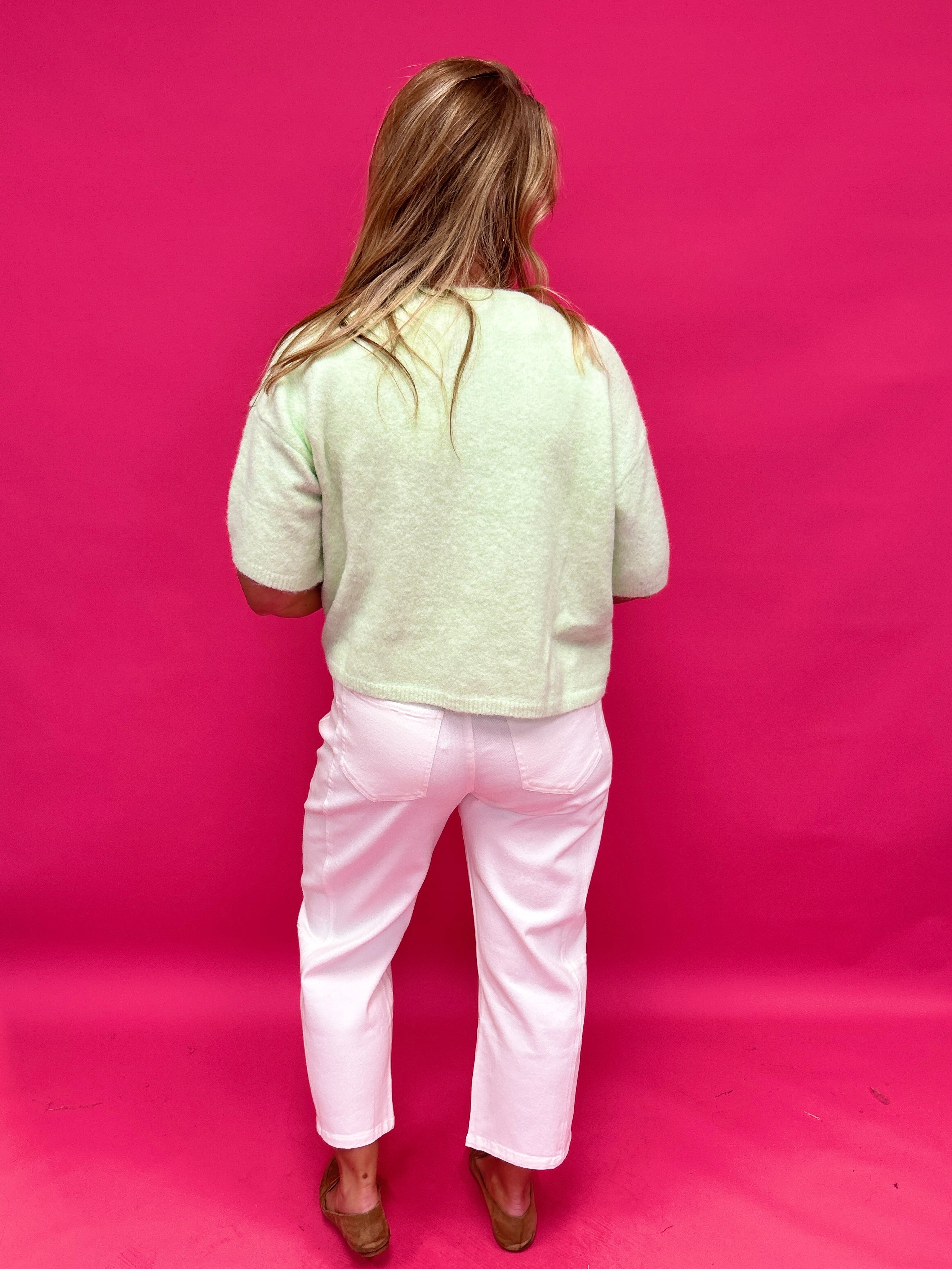 Soft Structure Single-Button Cape Sweater in Mint - Shabby 2 Chic Boutiques