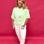 Soft Structure Single-Button Cape Sweater in Mint - Shabby 2 Chic Boutiques