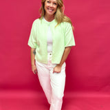 Soft Structure Single-Button Cape Sweater in Mint - Shabby 2 Chic Boutiques