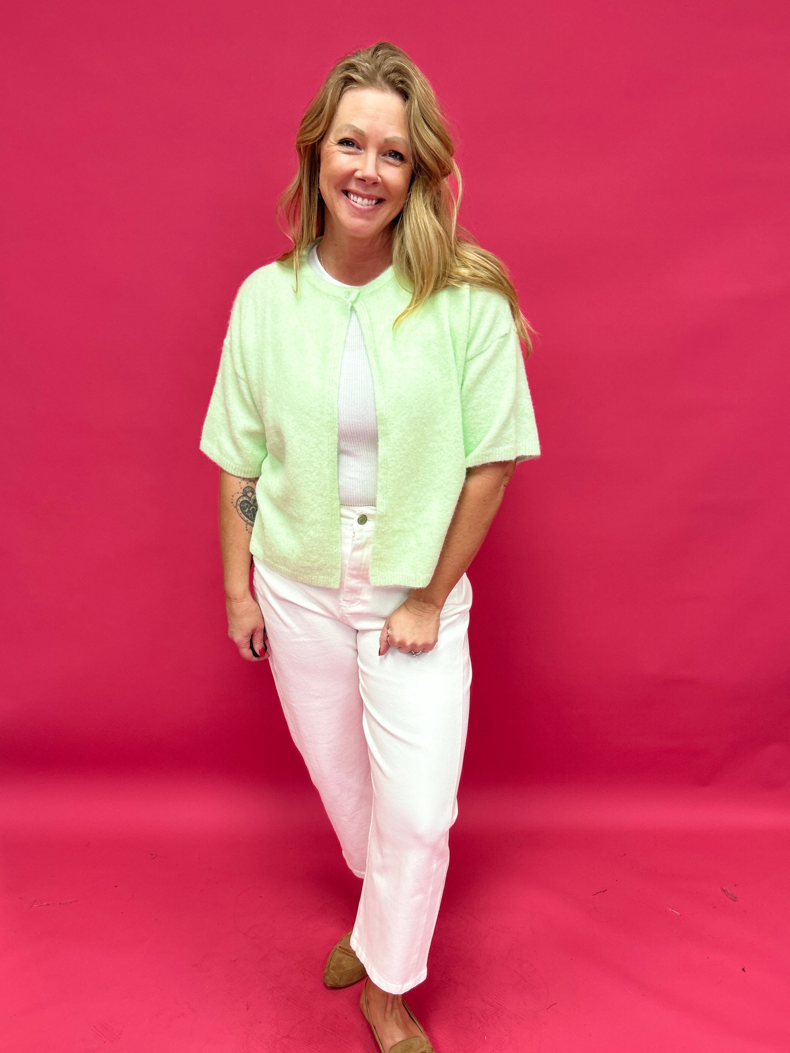 Soft Structure Single-Button Cape Sweater in Mint - Shabby 2 Chic Boutiques