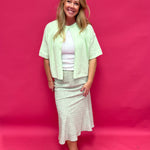 Soft Structure Single-Button Cape Sweater in Mint - Shabby 2 Chic Boutiques