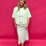 Soft Structure Single-Button Cape Sweater in Mint - Shabby 2 Chic Boutiques