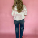 Soft Talk Striped Sweater in Off White & Blush