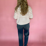Soft Talk Striped Sweater in Off White & Blush