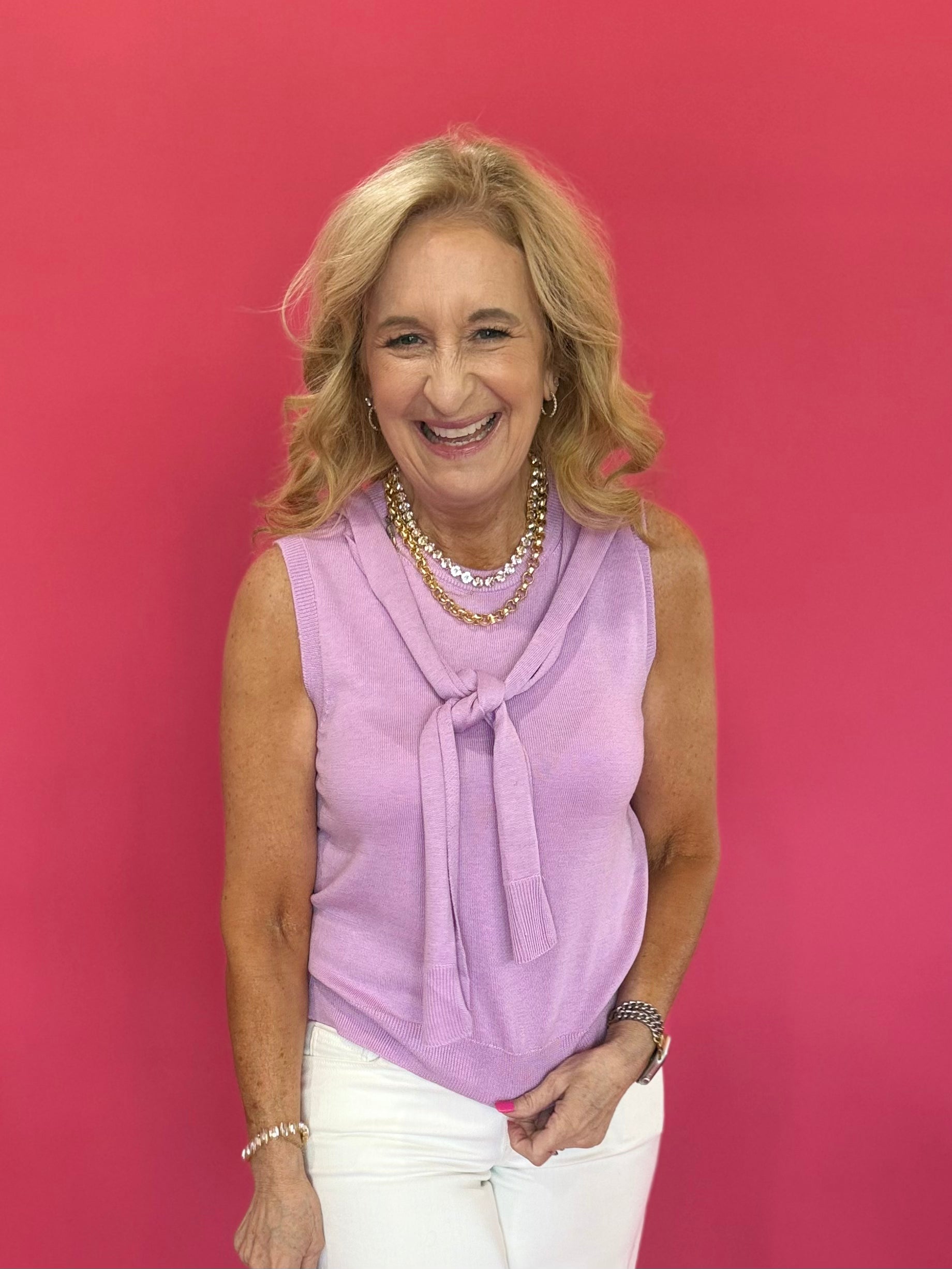 Sophia Tie Neck Knit Top in Lavender - Shabby 2 Chic Boutiques