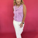 Sophia Tie Neck Knit Top in Lavender - Shabby 2 Chic Boutiques