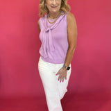 Sophia Tie Neck Knit Top in Lavender - Shabby 2 Chic Boutiques