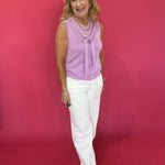 Sophia Tie Neck Knit Top in Lavender - Shabby 2 Chic Boutiques