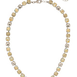 Sorrelli Lemon Zest Matilda tennis necklace with bright yellow round-cut crystals on a gold adjustable chain – Shabby 2 Chic Boutiques