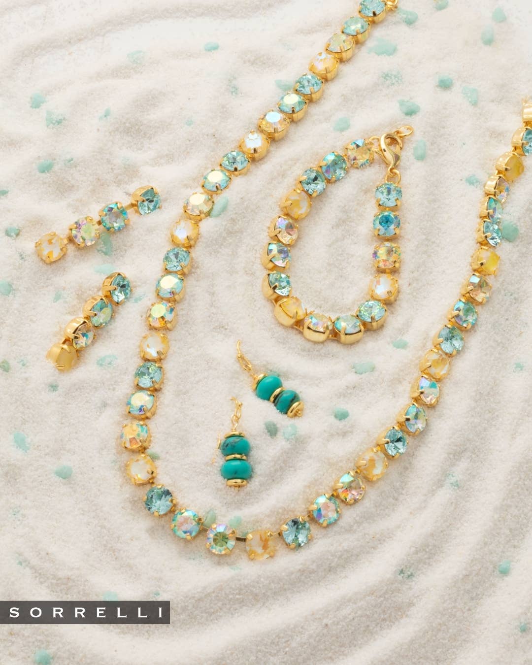 Sorrelli Matilda Tennis Necklace in Pastel Topaz & Aquamarine