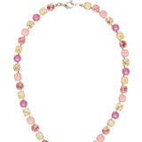 Sorrelli Pink Pineapple Matilda tennis necklace with warm pink round-cut crystals on a gold adjustable chain – Shabby 2 Chic Boutiques