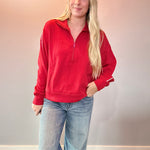 Sport Luxe Scuba Quarter Zip Pullover in Red