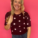 Spot On Polka Dot Sweater in Burgundy