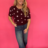 Spot On Polka Dot Sweater in Burgundy