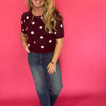 Spot On Polka Dot Sweater in Burgundy