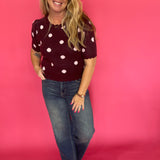 Spot On Polka Dot Sweater in Burgundy