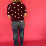 Spot On Polka Dot Sweater in Burgundy