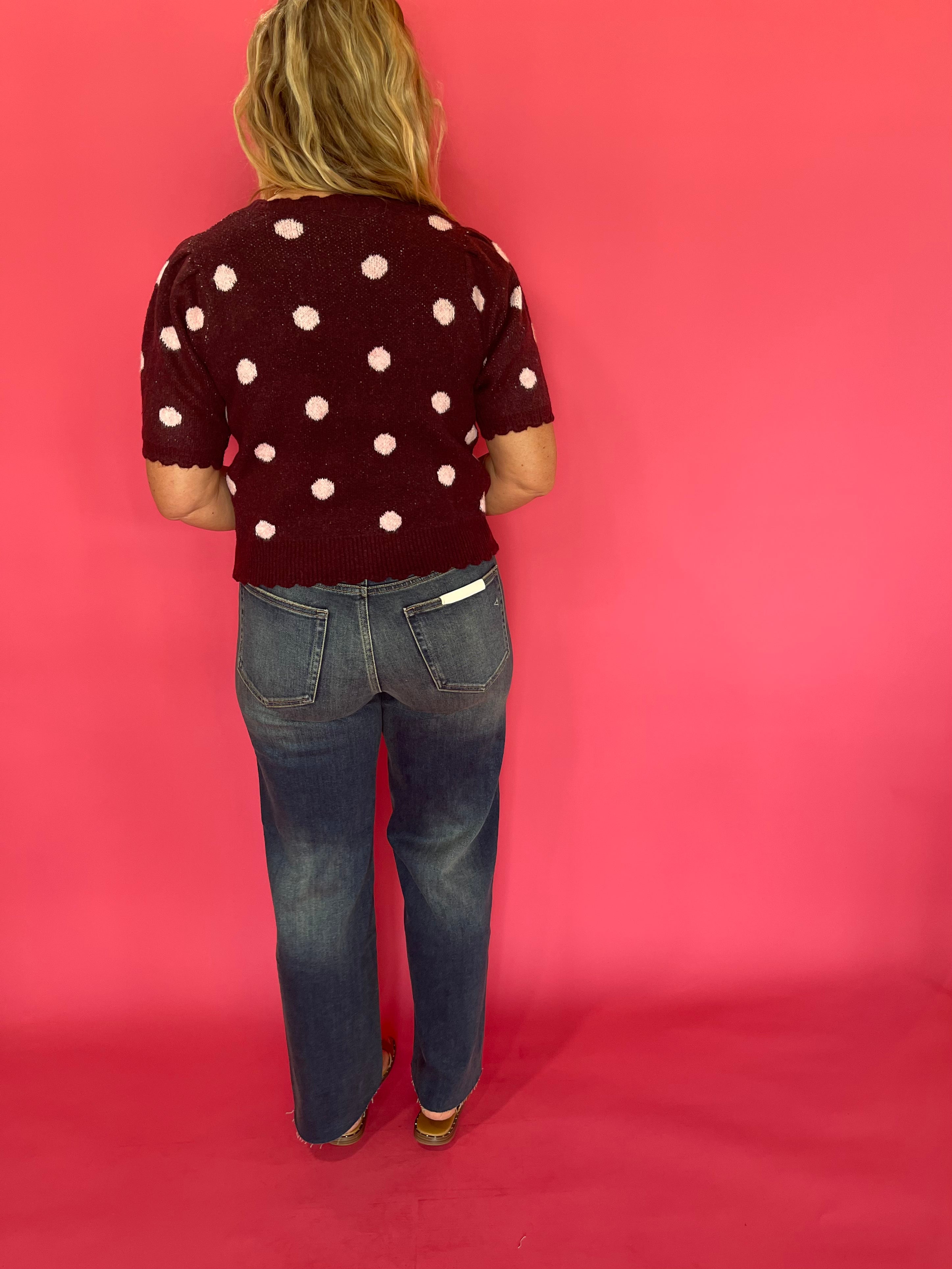 Spot On Polka Dot Sweater in Burgundy