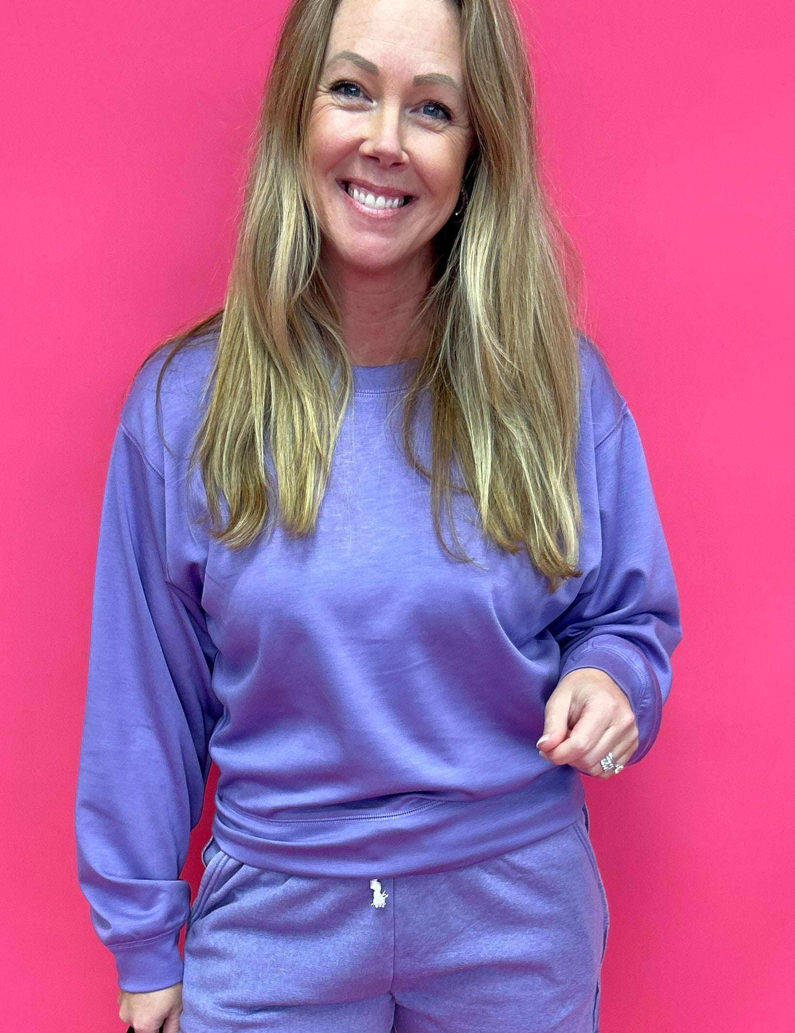 Spring Time Leisurewear Crew Neck Sweatshirt in Purple - Shabby 2 Chic Boutiques
