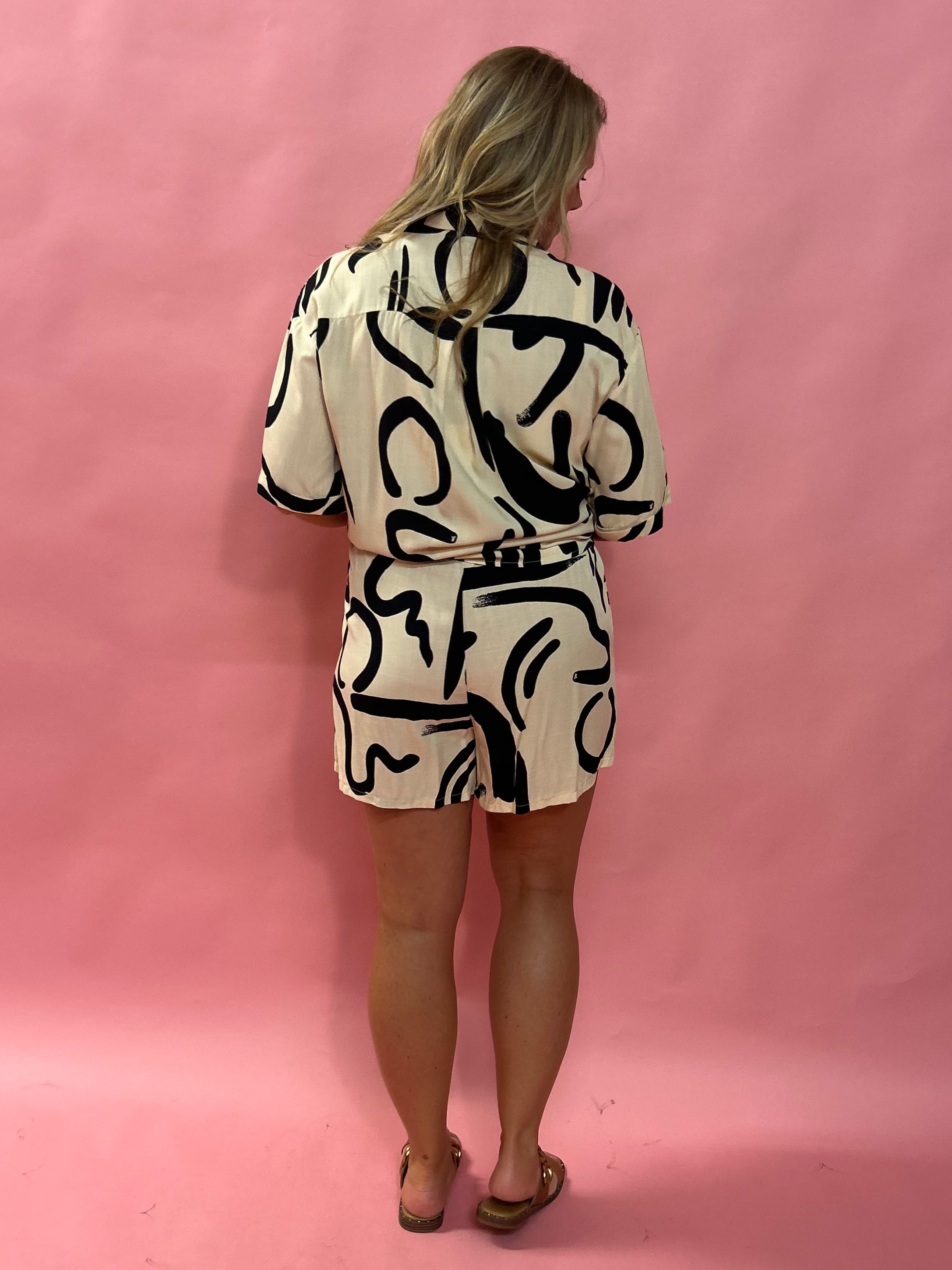 Stay With Me Printed Short Sleeve Top and Shorts