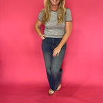Stitch Detail Striped Baby Tee