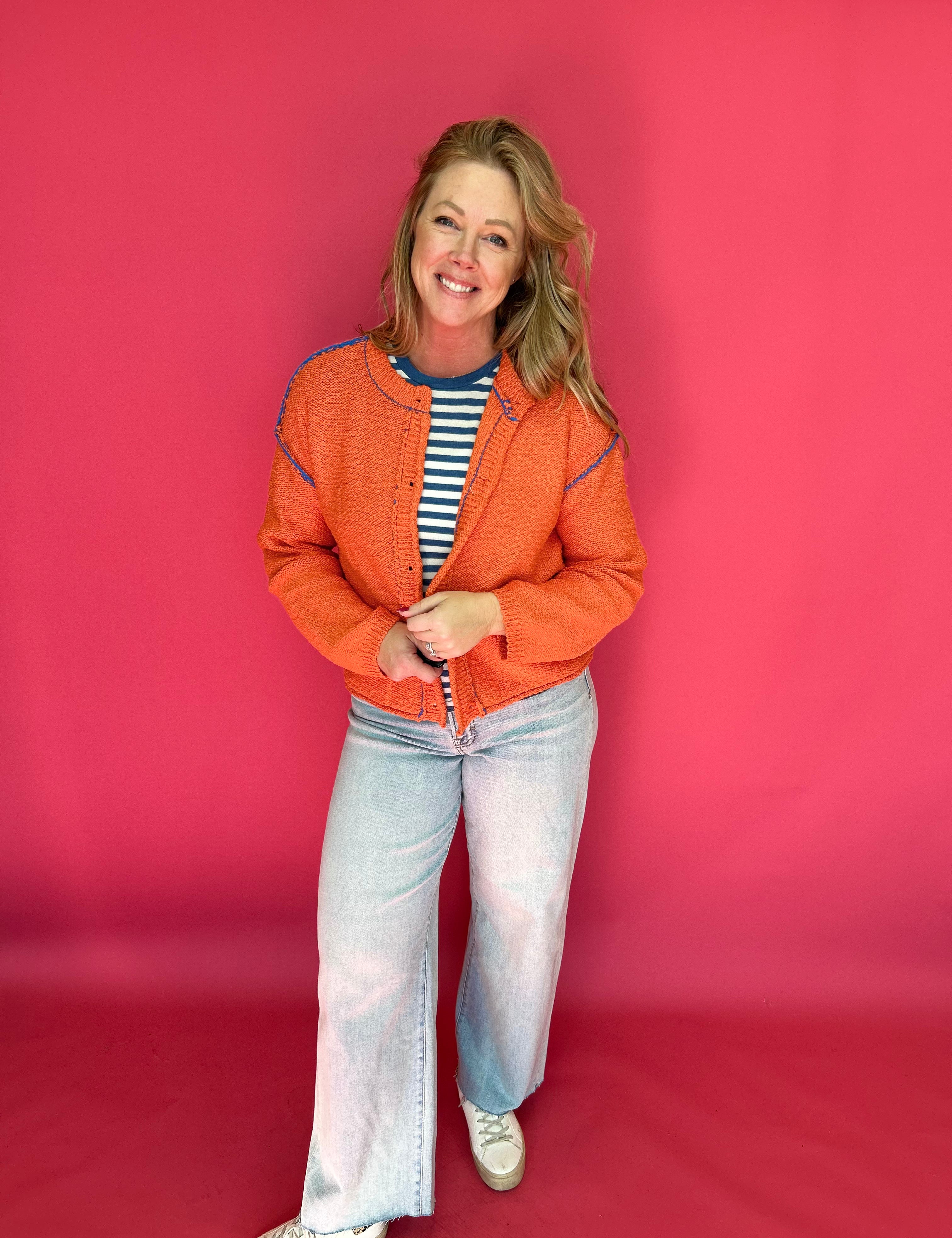 Stitched in Sweetness Cardigan in Coral - Shabby 2 Chic Boutiques