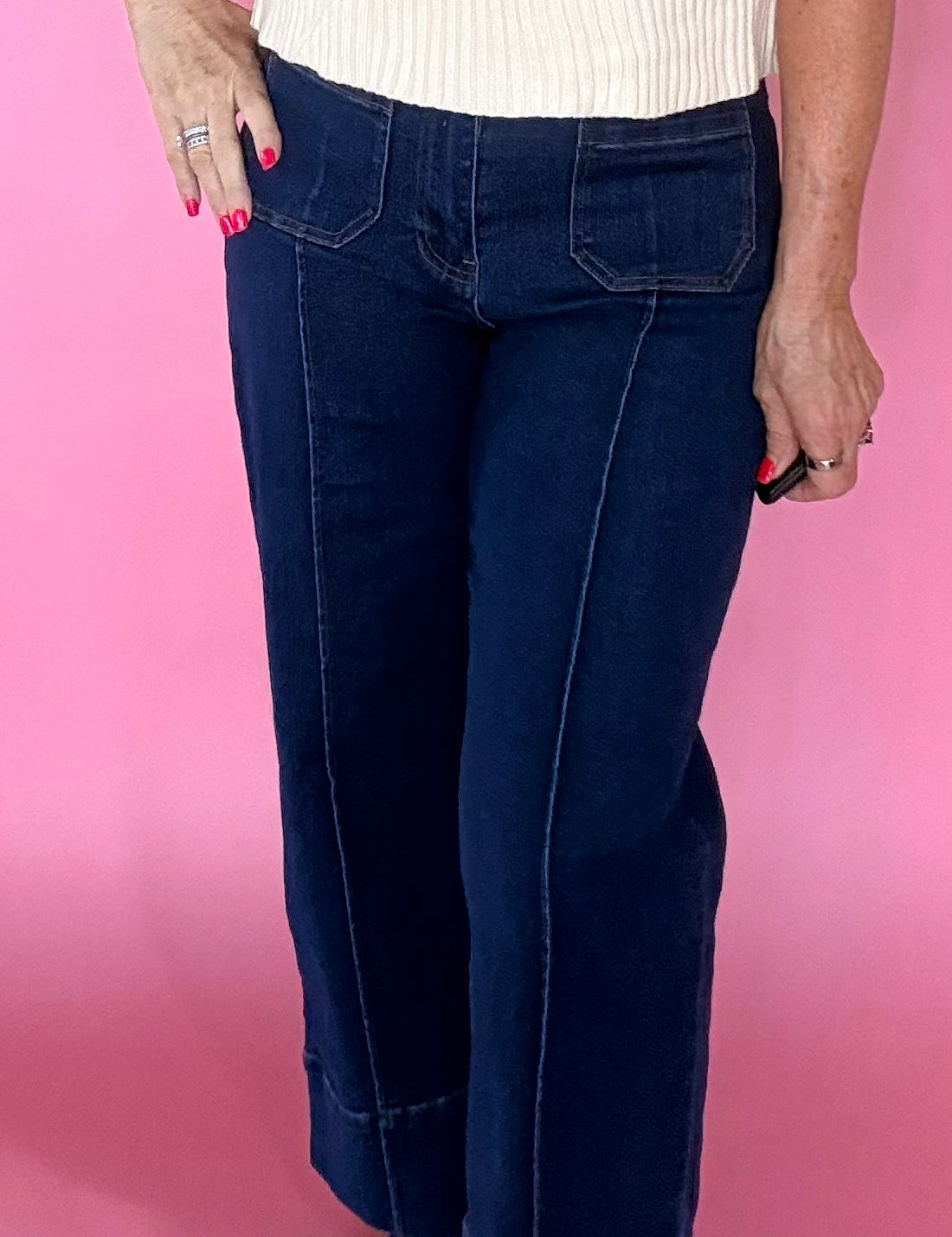 Straight-Up Wide-Leg Dark Denim